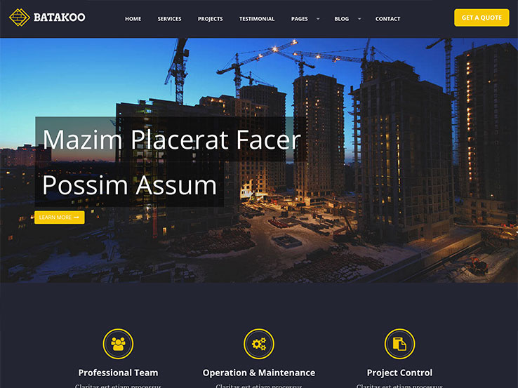 Batakoo Modern Construction Theme