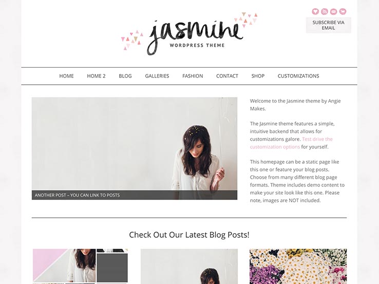 Jasmine Modern Feminine WordPress Template